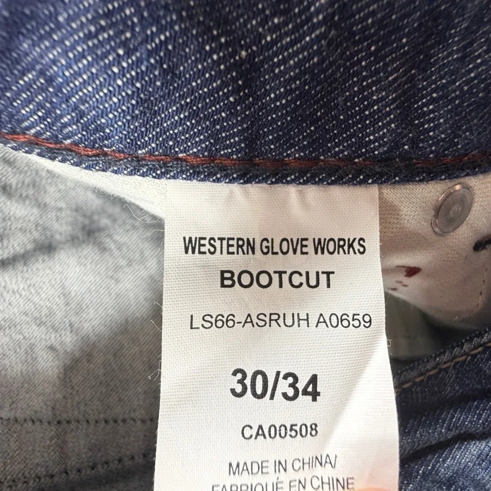 NWT 1921 Western Glove Works Bootcut Jeans Organic Cotton Womens 30x34